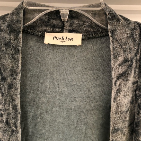 Crushed Velvet Open Front Cardigan by Peach Love Like New Condition Size L - Picture 2 of 6